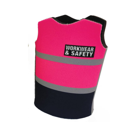 Fluro Pink Hi Vis Vest Stubby Coolers